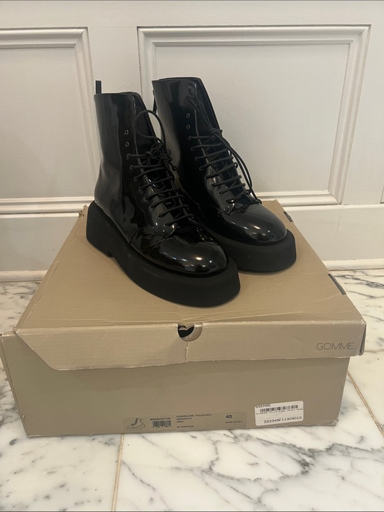 Marsell Shoes - Marsèll Black Patent Leather Platform Lace-Up Boots – EU 40 / US 10 New in Box
